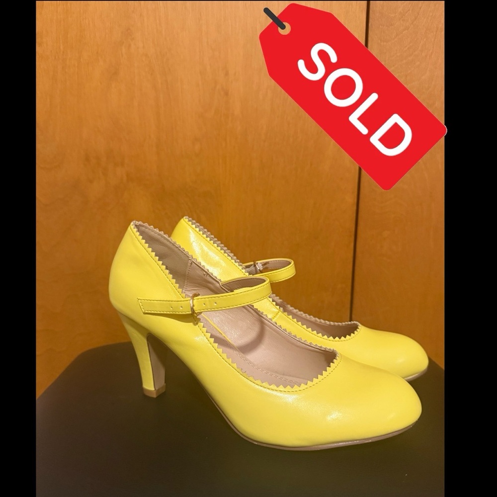 Yellow Mary Jane High Heel Pumps - Women